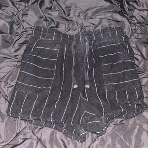 Time and Tru Black and White Striped High Waist Shorts